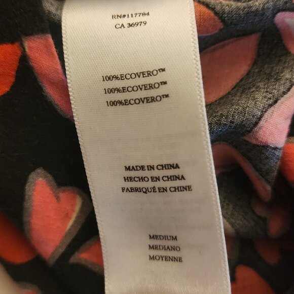 Rails Josephine Heart Print Button-Up Shirt-Sz Med-EUC - Picture 3 of 5